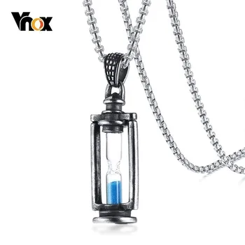 

Vnox Memory Hourglass Men's Necklace Vintage Stainless Steel Pendants Promise Love Keepsake Gifts