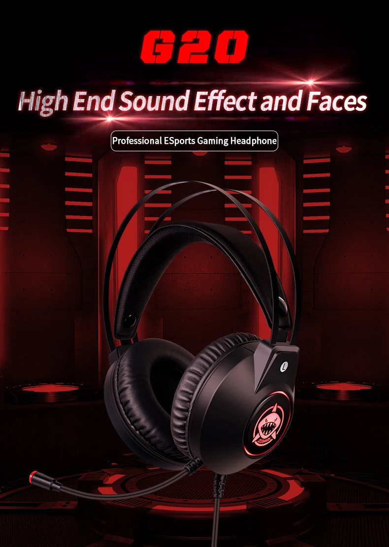 Gaming Headset Wired Led Light 