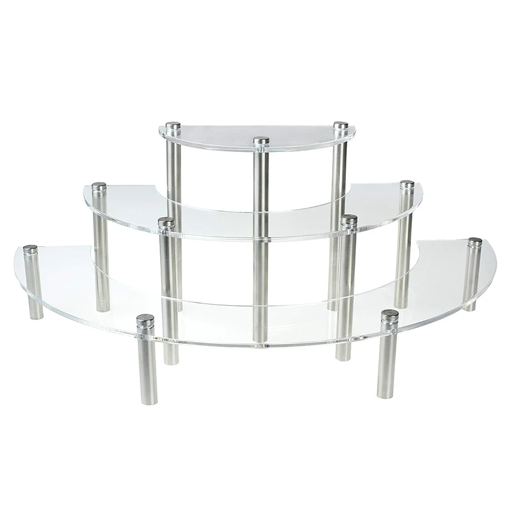 

Transparent Serving Platter Removable Wedding 3 Tiers Semicircular Birthday Kitchen Acrylic Cupcake Holder Cake Display Stand