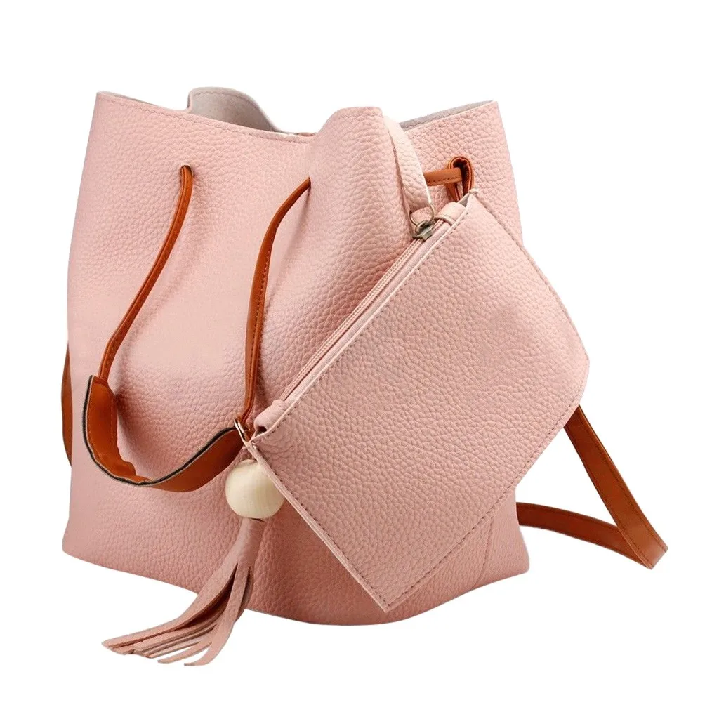 Новинка, модный простой женский кошелек с кисточками, сумка через плечо, сумка-тоут, сумка-мессенджер, Женская Повседневная сумка из искусственной кожи, сумки через плечо# YJP - Цвет: Pink