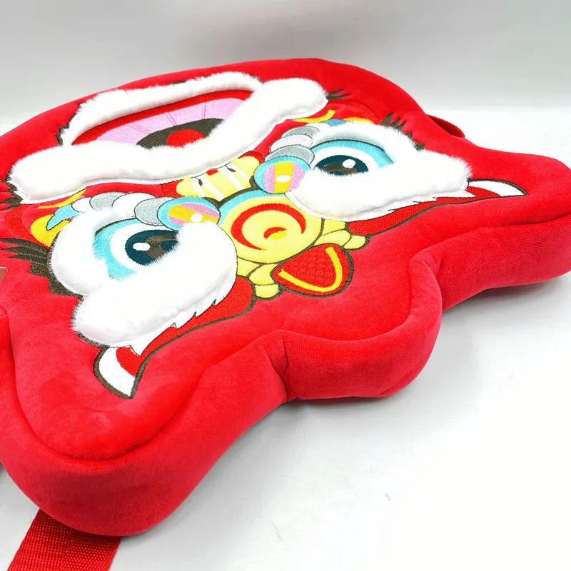 criativo multifuncional pelúcia vermelho carteira de ano novo auspicioso boneca leão dança estilo chinês mochila saco do mensageiro