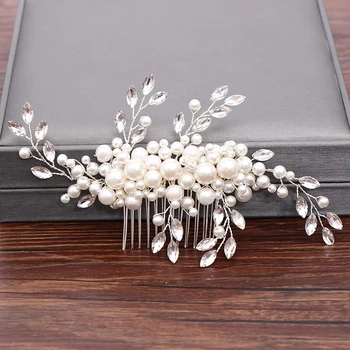 Wedding Hair Combs Bridal Hair Accessories For Women Hair Jewelry Silver Color Pearl Rhinestone Head Jewelry Women Accessories 5