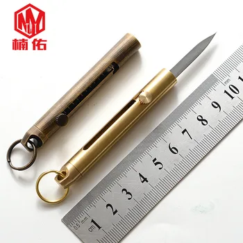 

1PC EDC Tool Portable Keychain Tool Pendant Bolt Spring Brass Mini Knife Unpacking Unboxing Utility Knife