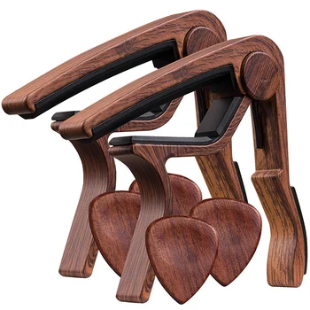 

Woodgrain Guitar Capo for Acoustic Guitar, Ukulele, Electric Guitar, Bass and Wood Guitar Picks (2 Sets)