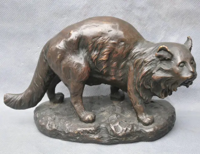Medicine Bronze Wild Animal Cat Lynx Art Sculpture Statue cigarette lighter cooking tools Decoration 100% Brass | Дом и сад