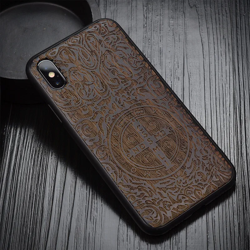 Wood Armor Phone Case For iPhone X Case Luxury Sandalwood TPU Cover AntiFall Coque For iPhone 7 8 Plus Xs Max Xr Case 11 Pro Max