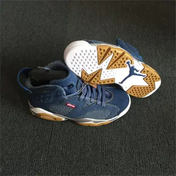 

Nike Air Jordan 6 x Levi's Men Basketball Shoes Man High-end Comfortable High Training Sneakers In Denim Canvas,Size 40-47