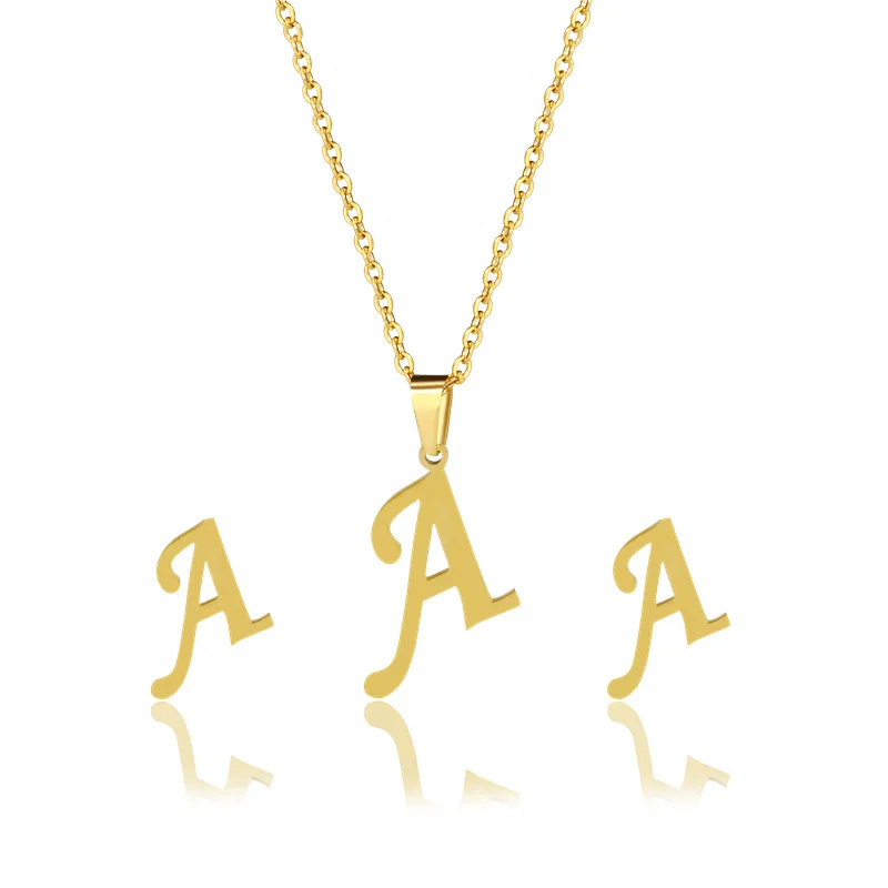 Cute Gold Color Stainless Steel Chain Pendant Initial Necklace Trendy Letter K Christmas Jewelry for Women images - 6