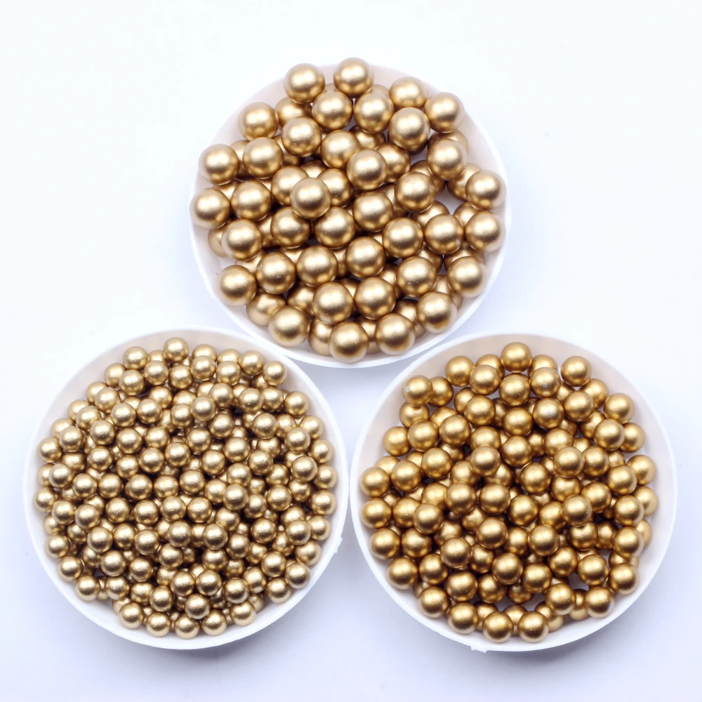 Round Beads Matte Gold Silver 5 6 8mm Classic Resin Pearls No Hole Imitation Rhinestones Used For DIY Crafts Decoration