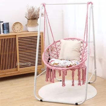 

Safe Hanging Hammock Chair Swing Chair Rope Outdoor Indoor Bar Garden Seat Portable Lazy Chair Collapsible Garden Swings
