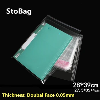

StoBag 100pcs 28*39cm Clear Self Adhesive Seal Plastic Bag OPP Resealable Toy Gift Bag Cellophane Clothing Bags Transparent Pack
