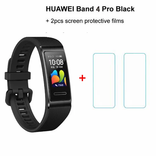 Умный Браслет huawei Band 4 Pro, инновационные часы, лица, автономный gps, проактивный мониторинг здоровья, SpO2, кислород крови - Цвет: black add film