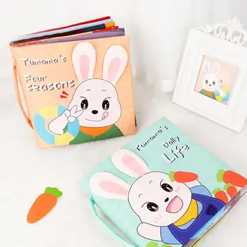 

Tumama Four Season Rabbit Animal 3D Soft Cloth Book Baby Early Educational Toy Baby preschool learning cloth books kids
