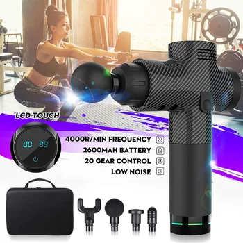 

4000r/min Body Massage Electric Vibrating Therapy Guns 20 Files LED Relaxation Massage Machine Relax Muscle Massager + 4 Heads