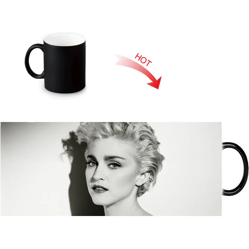 Madonna принт Цвет изменение/изменение Керамика Morph термокомпрессор для печатания на чашке чувствительных фарфоровая Морфинг кружки Кофе Чай молоко чашки - Цвет: 2