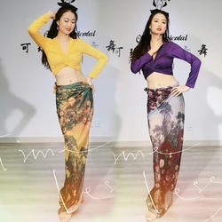 Belly Dance Practice Clothes Oriental Dance Dance Costumes Modal Long-Sleeved All-match Wrap Skirt M 3 Piece Set Belly dance Sui