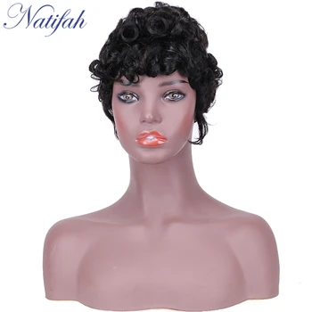 

Natifah Natural Curly Hair Cospaly Wig 6.5inch Black Color Short Curly Hair Extension for African American