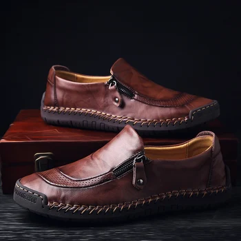 

Men Casual Shoes Loafers Quality Split Flats Comfortable Moccasins Shoes Hot Sale Classic Solid Bonded Leather Rubber