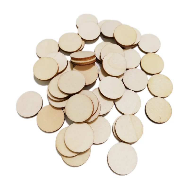 20PCS 10MM Unfinished Wooden Circles Blanks Round Wood Slices for