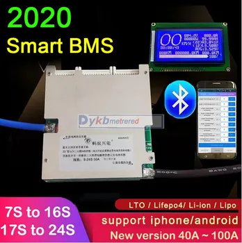 

2020 Smart 7S ~ 24S 50A 100A Li-ion Lifepo4 LTO Lithium Battery Protection Board 8S 10S 12S 13S 14S 16S 20S LCD Bluetooth APP