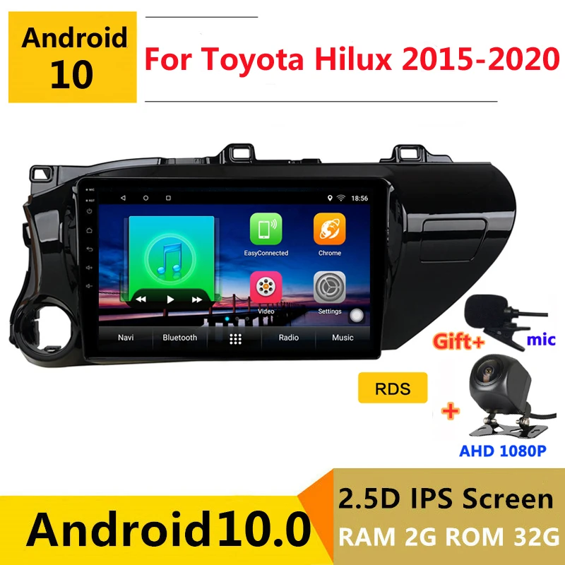 Android 10 автомобильный DVD мультимедийный плеер GPS для Toyota Hilux пикап AN120 2015 16 17 2019 2020