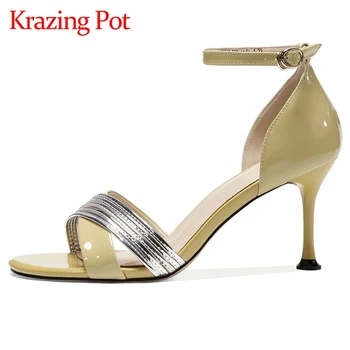 

Krazing pot superstar recommend mixed colors peep toe stiletto high heels buckle strap young lady streetwear sandals women L18
