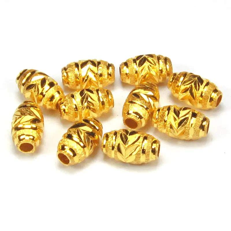 Pure-Solid-24K-Yellow-Gold-Ellipse-Bead-Pendant-WHOLESALE-1-PCS