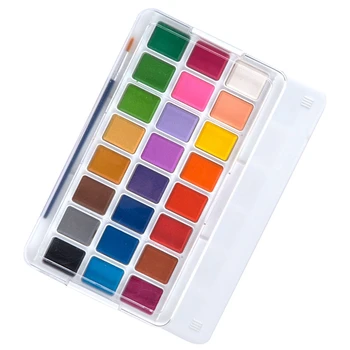 

Professional Solid Watercolor Set 24 Colors Portable Stationery Art Supplies Brush Pen Pigment Drawing Gift for Student Kids
