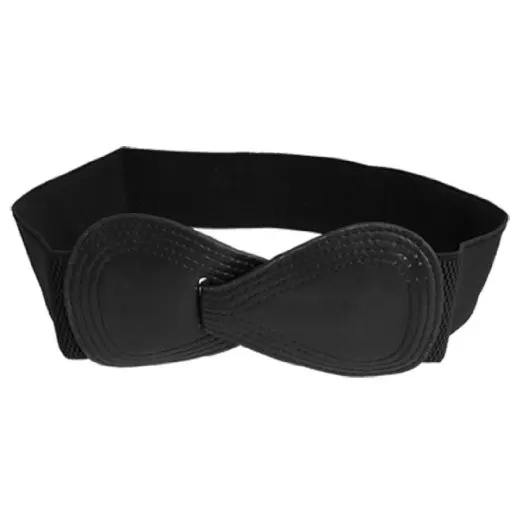 SODIAL(R)/8-гранная витая широкий пояс с пряжкой растягиваемый, для перетяжки в талии поясом черного цвета для женщин