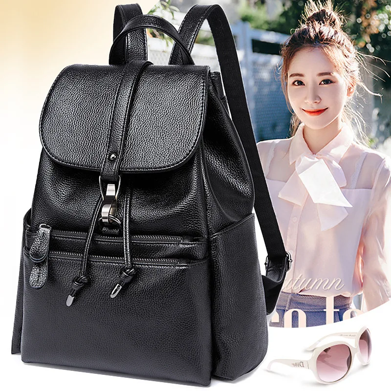 

Genuine Leather Both Shoulders Package Woman More Function Cowhide Backpack