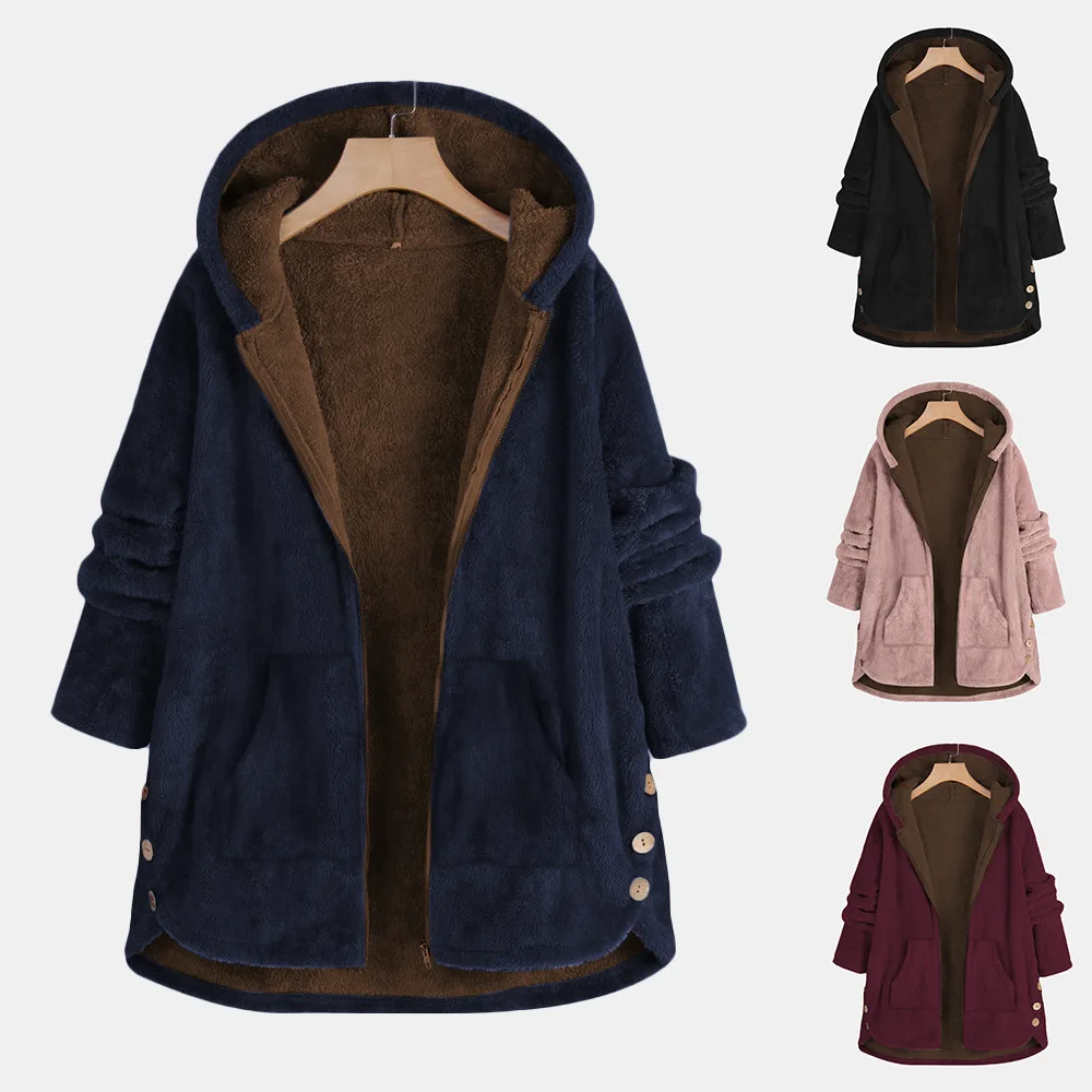 

Women Oversized Sherpa Sweater Double Sided Teddy Fleece Cardigan Plus Size 5XL Female Robe Winter Warm Coat Teddy Sweaters