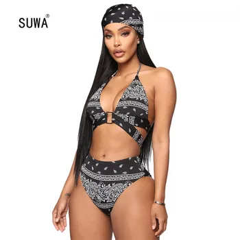 

2020 Women Summer Bikini Set Sexy Beach Boho Print Long Sleeve Cloak +Top+ Pants+Scarf 4 Pieces Sets Swimsuit Bikini Outfits