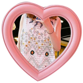 

School Cute Heart Shaped Dressing Makeup Mirror Hanging Tabletop Gift Tool Clear Decorative Girl Dormitory Bedroom Home