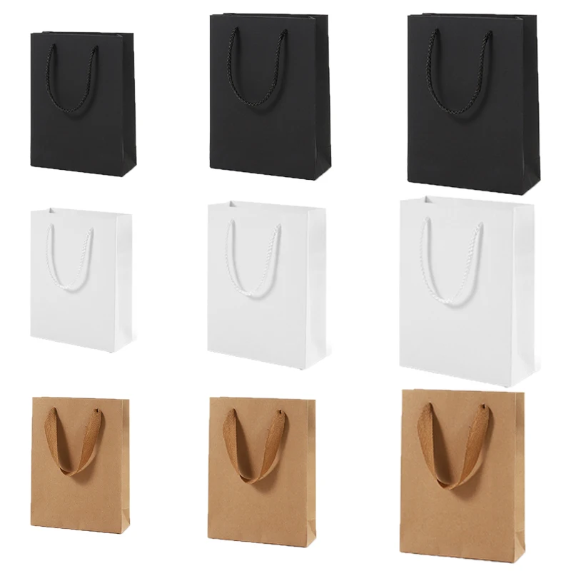 10Pcs/lot Gift Bags With Handles Multi-function High-end Kraft Paper bags Party Supplies Recyclable Environmental Protection Bag | Дом и сад