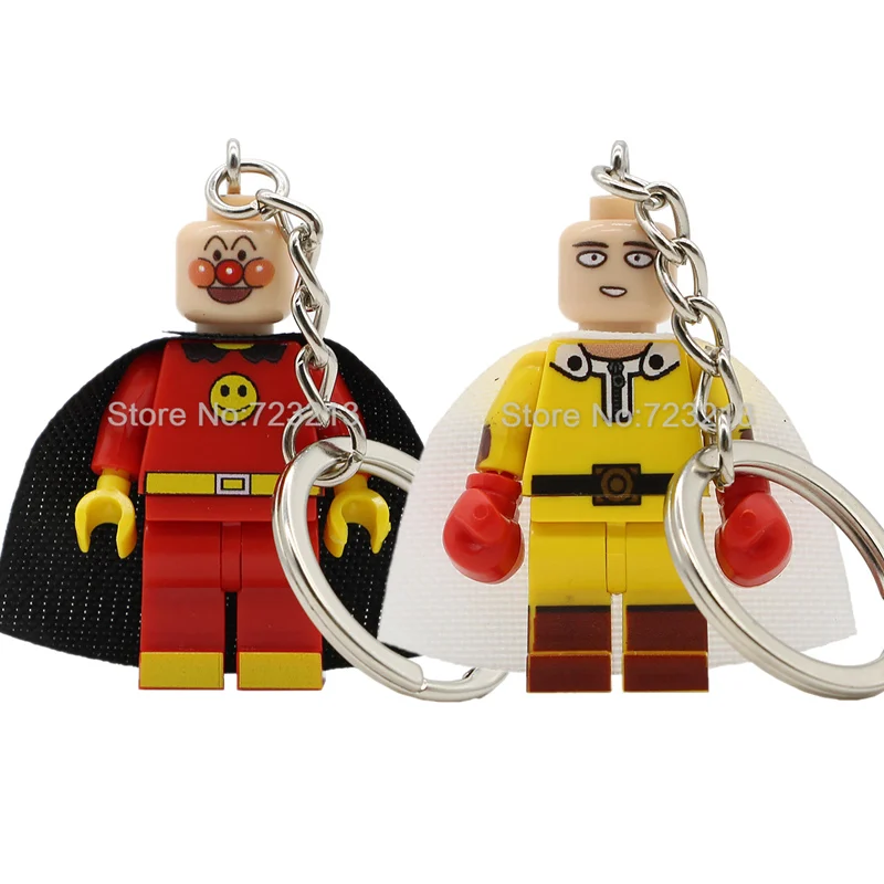 

Comic Series Anpanman Single Sale Figure Kechain ONE PUNCH-MAN Key Ring Saitama Building Blocks kits bricks Toys for children