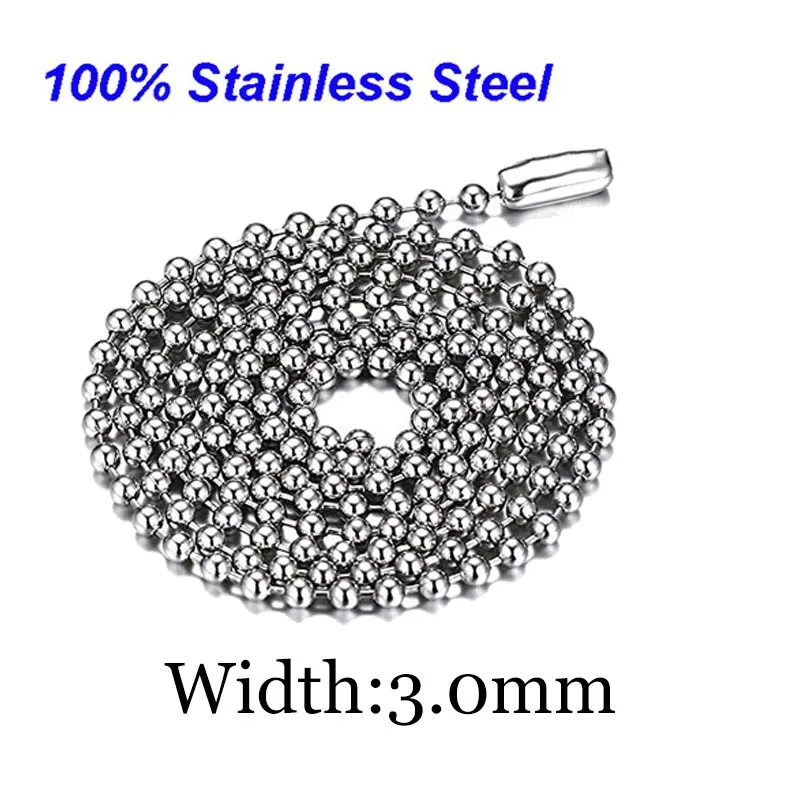 Chain width 3.0mm WIWI 1 шт. 1,5/2,0/2,4/3,0 Нержавеющая сталь цепь из бусин оптом ожерелья из бусинок для DIY ожерелья Аксессуары для ювелирных изделий - Цвет: Chain width 3.0mm