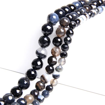 

15.5" Natural Blue Quartzs Botswana Strip Agat Faceted Beads 6 mm 8 mm 10 mm 12 mm Round Bead Bulk Beads For DIY Making Jewelry