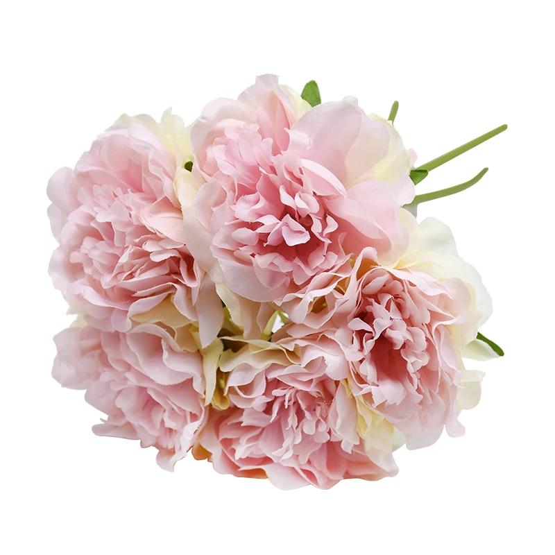 1 букет 5 голов шелковые искусственные цветы гортензии пион поддельный цветок розовый белый цветок DIY ремесло Свадебная вечеринка украшение дома
