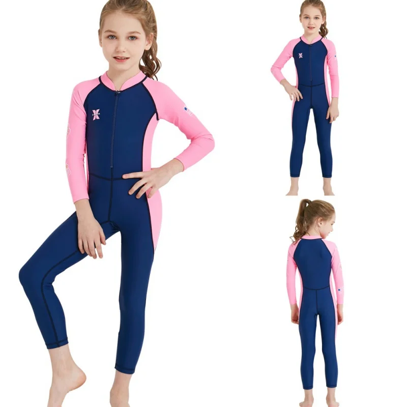 Лидер продаж, Детский костюм для дайвинга Детский Гидрокостюм, сохраняющий тепло, цельная одежда для плавания с длинными рукавами для сёрфинга, подводного плавания - Color: BLUE