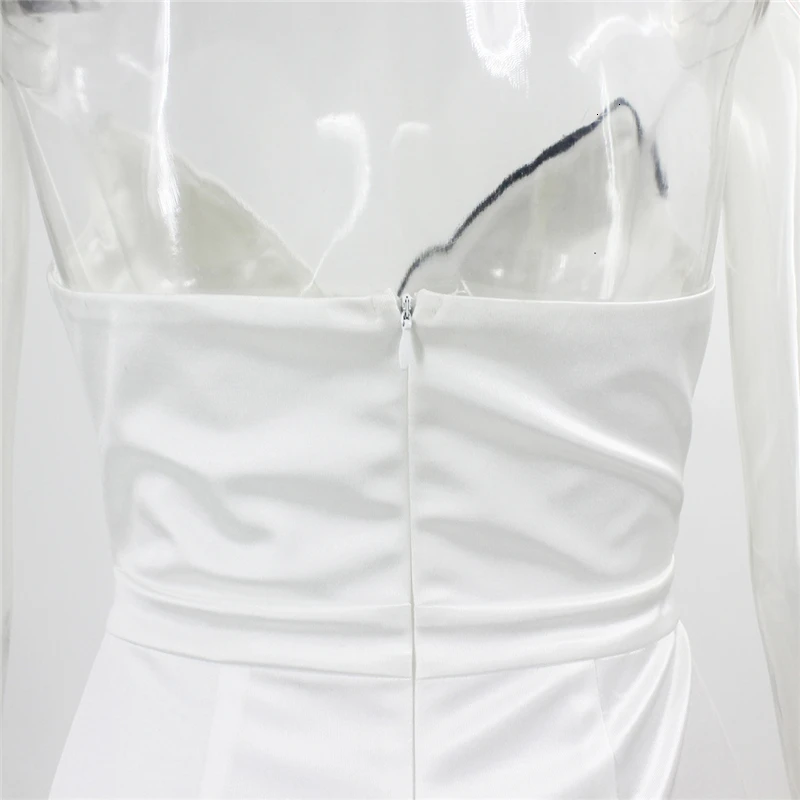 Joyfunear с открытыми плечами белое сексуальное платье Для женщин без бретелек с v-образным вырезом Вечеринка платья Элегантное миди облегающее летнее платье