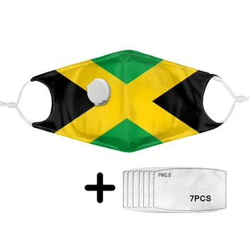 

Jamaica Flag Prints Mouth Mask Anti Dust with Respirator Fashion Breathable Face Masks and PM2.5 Filter National Flags Pattern