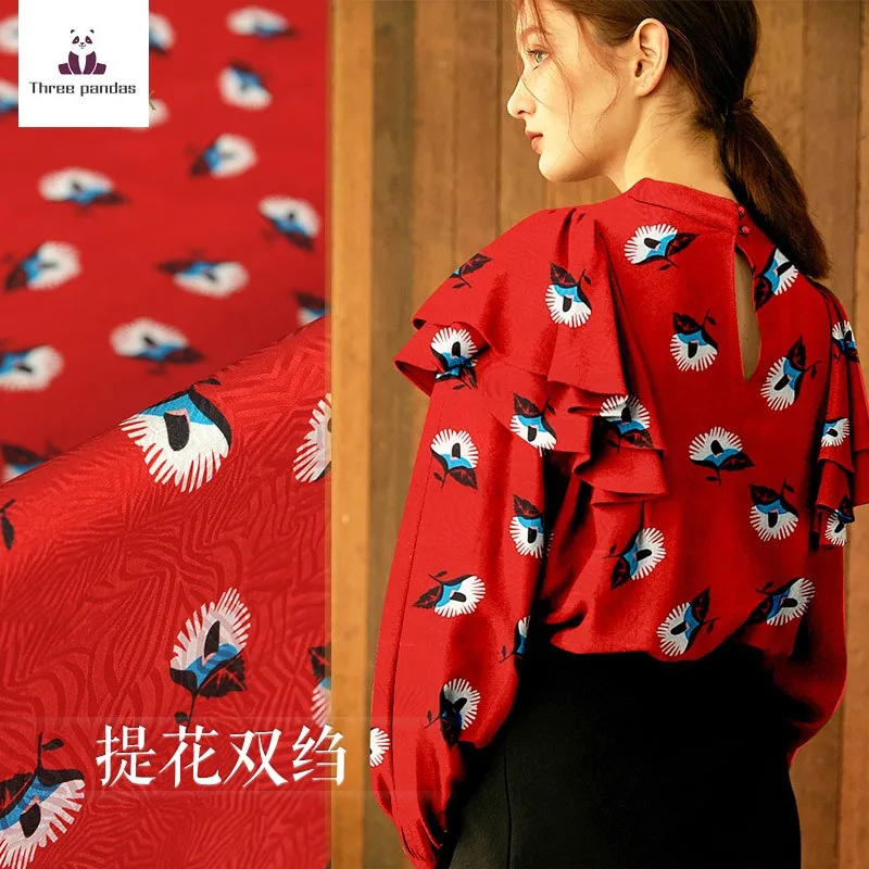 

Jacquard silk double crepe fabric for dress women's clothing fabrics cloth diy sewing by the meter