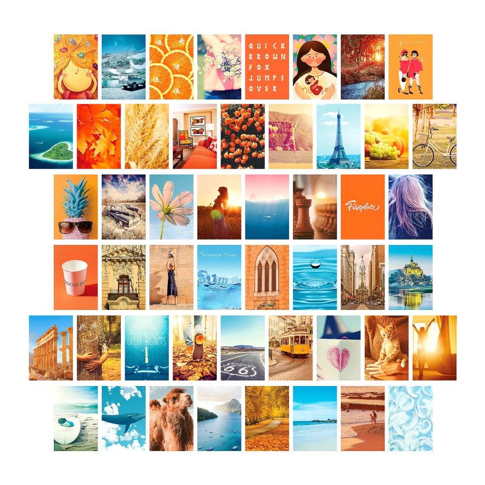 50 Sheets ​Ins Nordic Color Aesthetics Decorative Card Photo Props Diy Background Poster Wall Sticker Double Sided Postcard