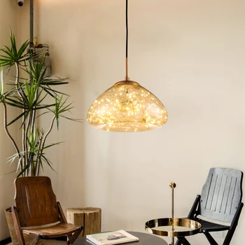 

Nordic Loft Light Light Kitchen Hanging Vintage Industrial Pendant Living Room Luminaire Singe Pendant Lights Crystal Art Decor