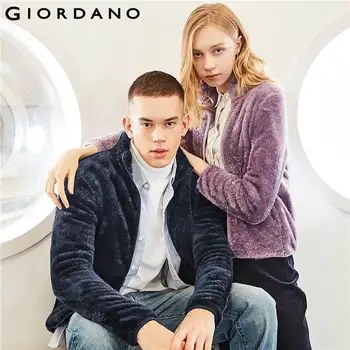 

Giordano Men Coats Coral Velvet Stand Collar Coat Zipper Fly Slightly Thick Warm Soft Casaco Masculino 13079822