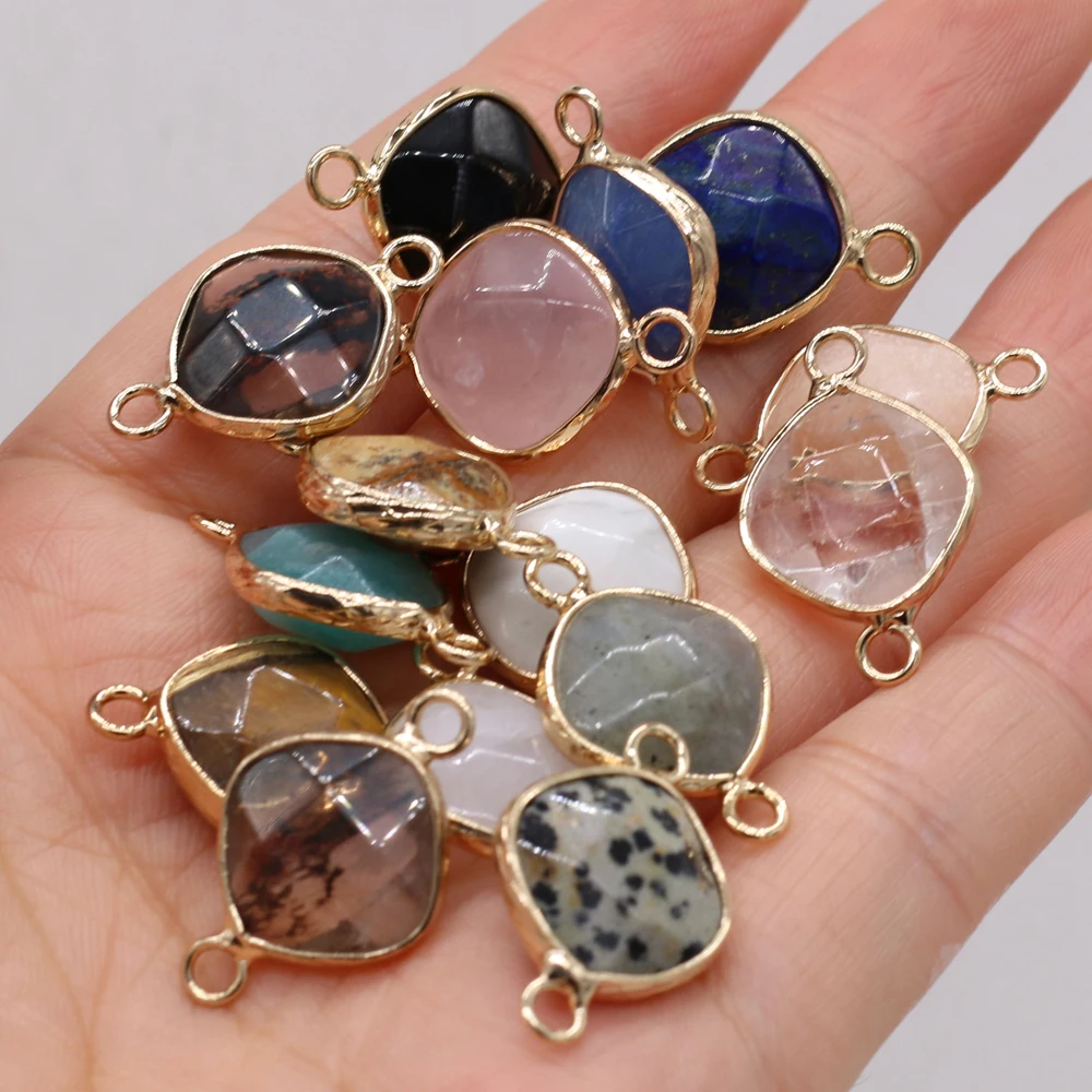 

5 PCS Natural Semi-precious Stone Pendants Connector Amazonite Rose Quartz for DIY Jewelry Making Necklace Gift Handmade