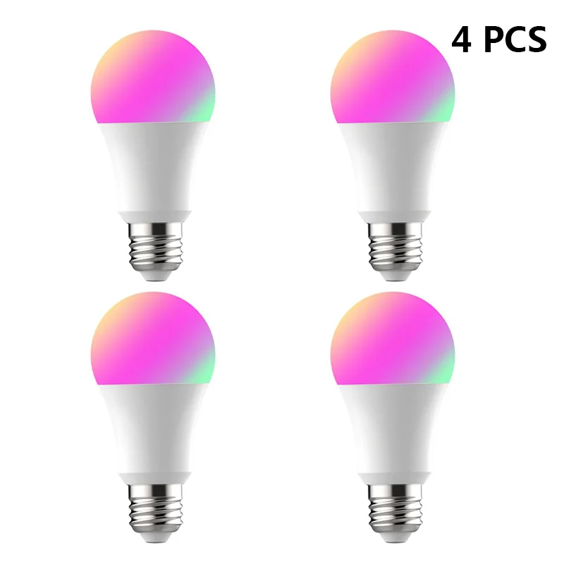 4 PCS E27 Wifi смарт-лампы светодиодный 7 ваттов 9 ваттов RGBCW лампа Цвет изменить светильник лампочка 1/2/3/4 шт. приложение Tuya дистанционного Управление работать с Alexa Google Home - Испускаемый цвет: 4 PCS