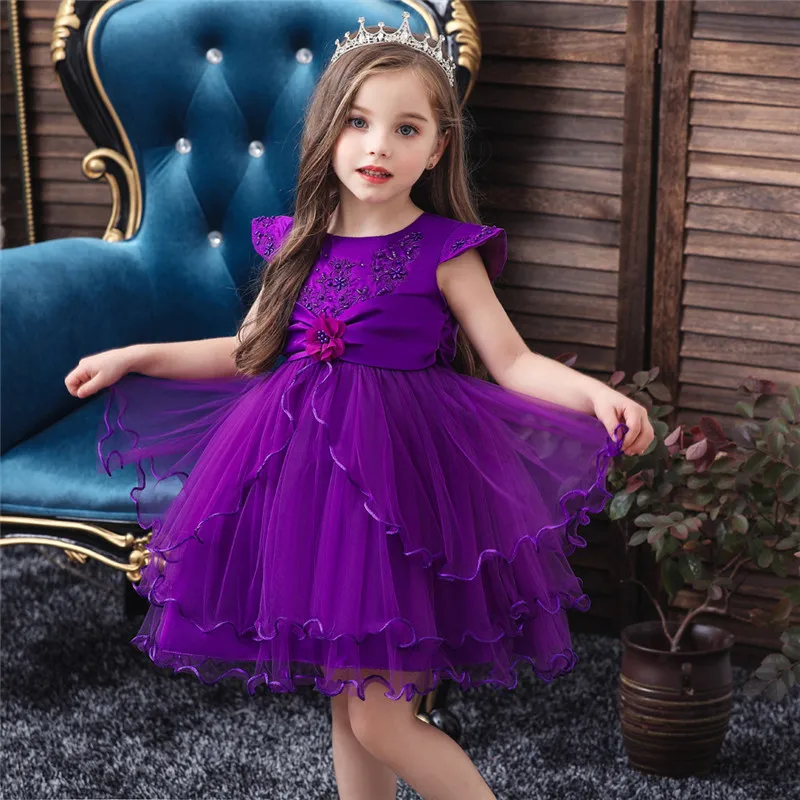

Vestito bambina flying sleeve embroidery baby girl frocks plus size dress deguisement enfant robe princesse fille jurk meisje