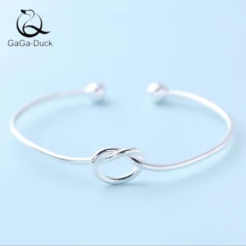 

New Fashion Jewelry Not Allergic 925 Sterling Silver Blangles Simple Love Knot Slender Popular Personality Opening Bracelets B41