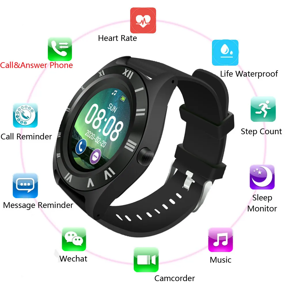 Смарт часы reloj inteligente 2020 фитнес трекер круглые измерение пульса и давления умные